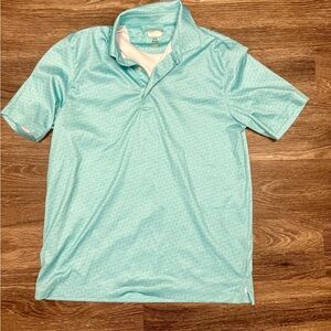 Greg Norman Performance Golf Polo Shirt Light Blue Shark Print Size M